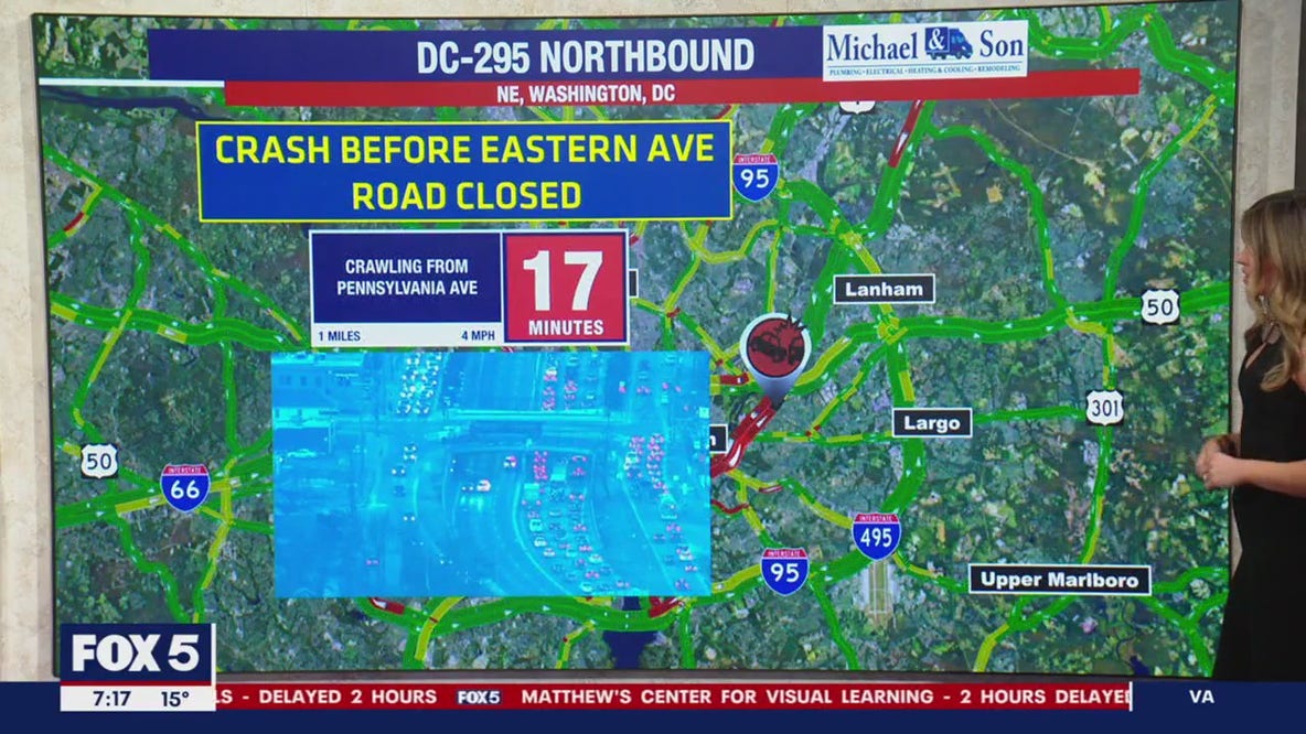 Crashes on I-295 block lanes, slow commutes in DC